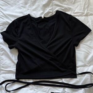 Black Wrap Crop Top